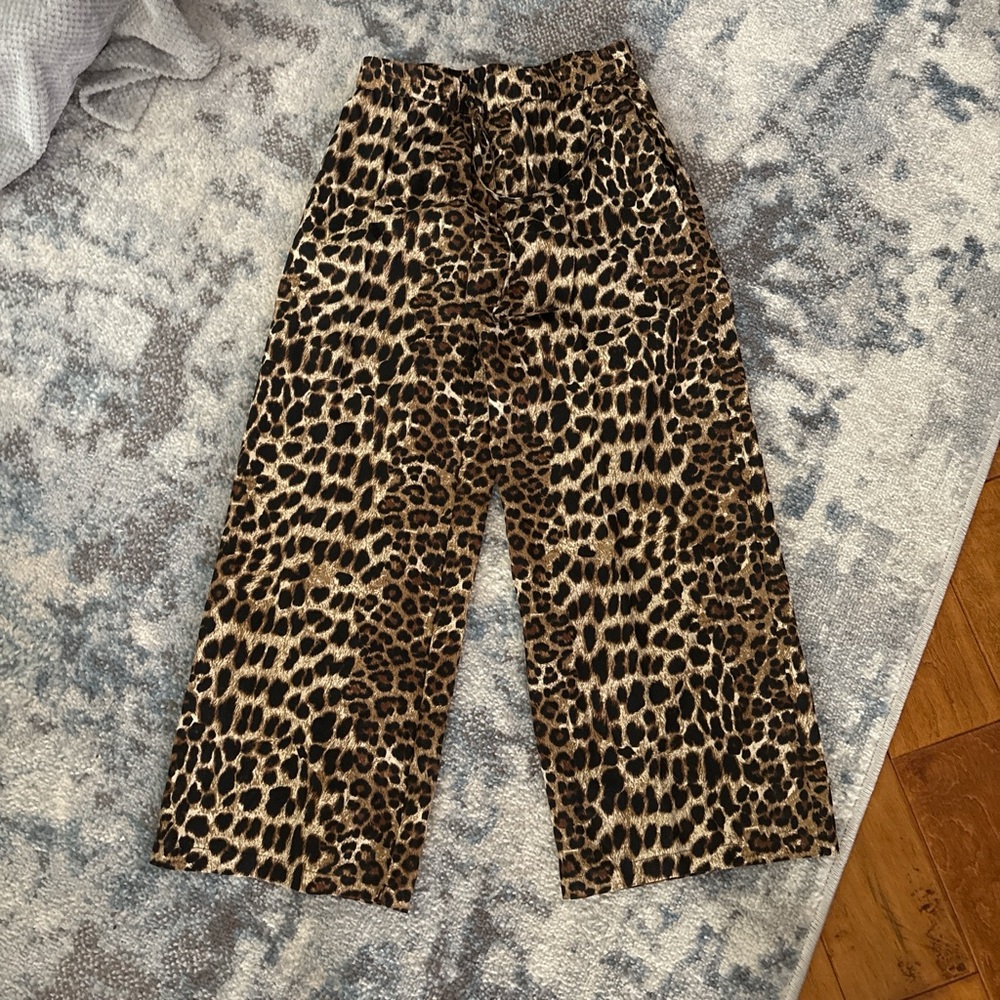 Leopard Print Wide-Leg Pants